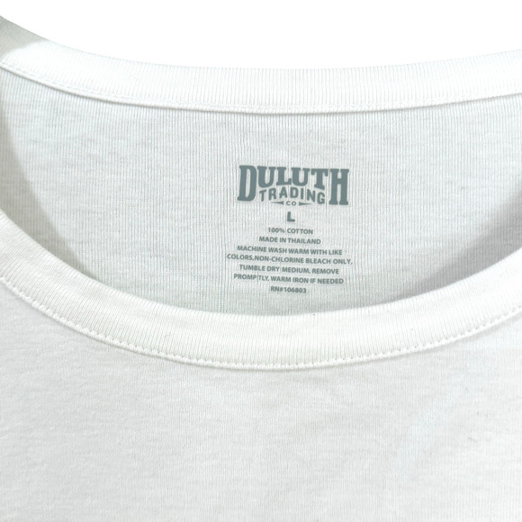 Duluth Trading Co Womens Longtail T Short Sleeve T-Shirt Large White 100% Cotton - Picture 2 of 5